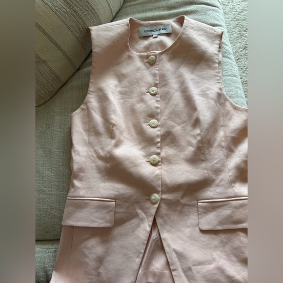 New without tags Veronica Beard Lois Linen Vest in PINK SHELL - Picture 16 of 16